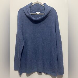 J. Jill Cornflower Blue Cowl Neck Cotton Wool Blend Tunic Sweater Size XL
